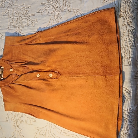 Vtg 70s Western Santa Fe Leather Company Suede Pullover Short Sleeve Medium - Picture 7 of 12